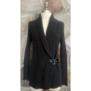 Lauren Ralph Lauren Cable Knit Buckled Cotton Sweater Cardigan Size S